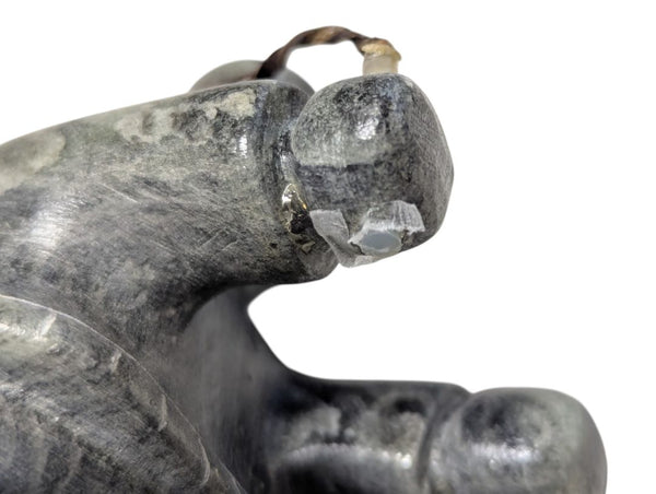 Vintage Inuit-Style Carved Stone Figure with Hand Tool