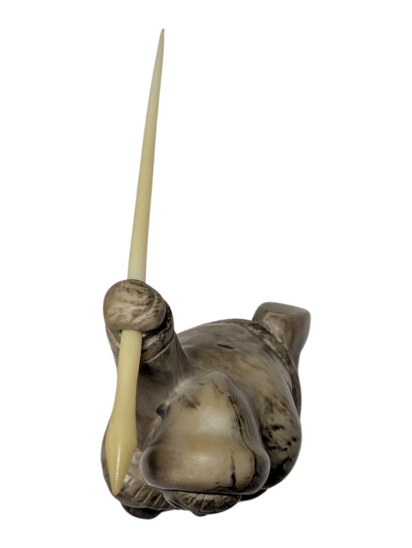 Signed “Thory Canada” Inuit-Style Hunter with Harpoon Sculpture