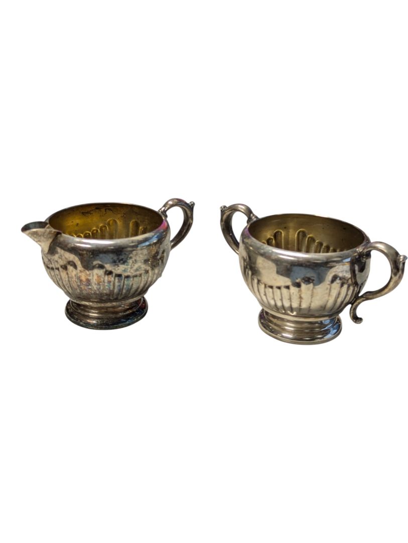 Viking Plate E.P. Copper Cream & Sugar Set with Tray
