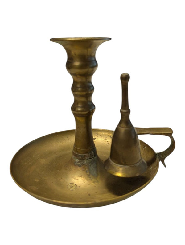 Vintage Brass Chamberstick Candle Holder with Snuffer
