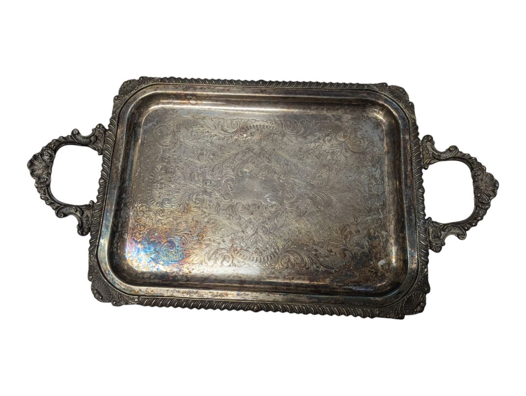 Old English Reproduction Silver-Plated Serving Tray