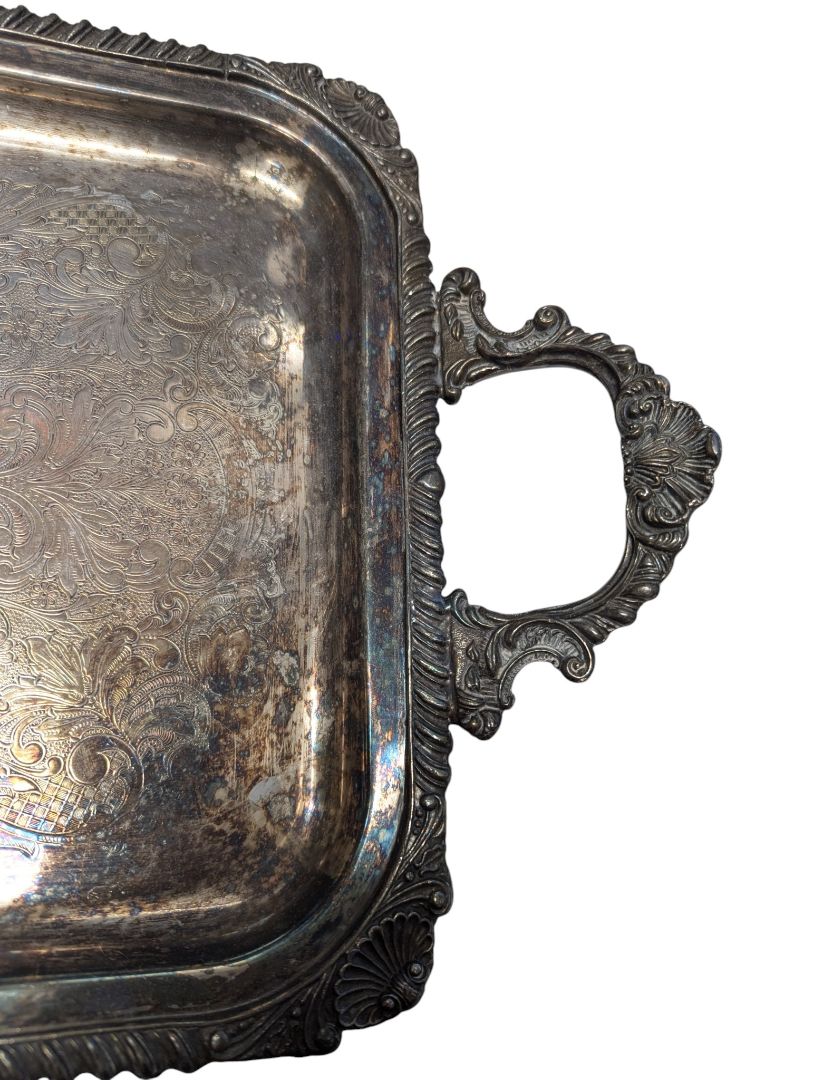 Old English Reproduction Silver-Plated Serving Tray
