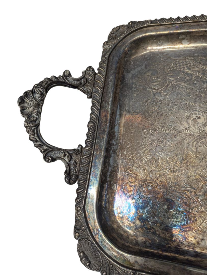 Old English Reproduction Silver-Plated Serving Tray