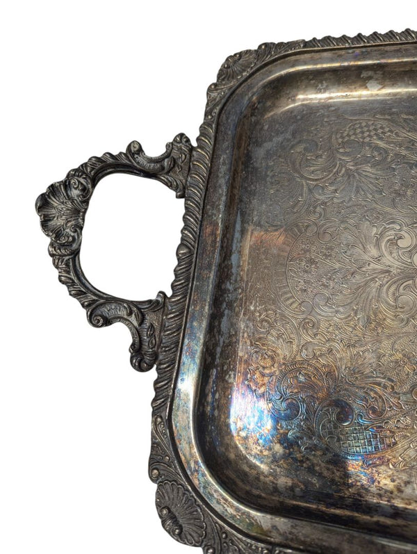 Old English Reproduction Silver-Plated Serving Tray