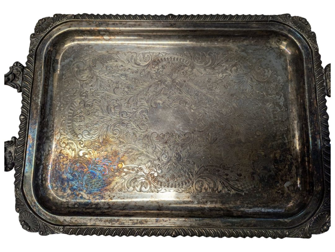 Old English Reproduction Silver-Plated Serving Tray