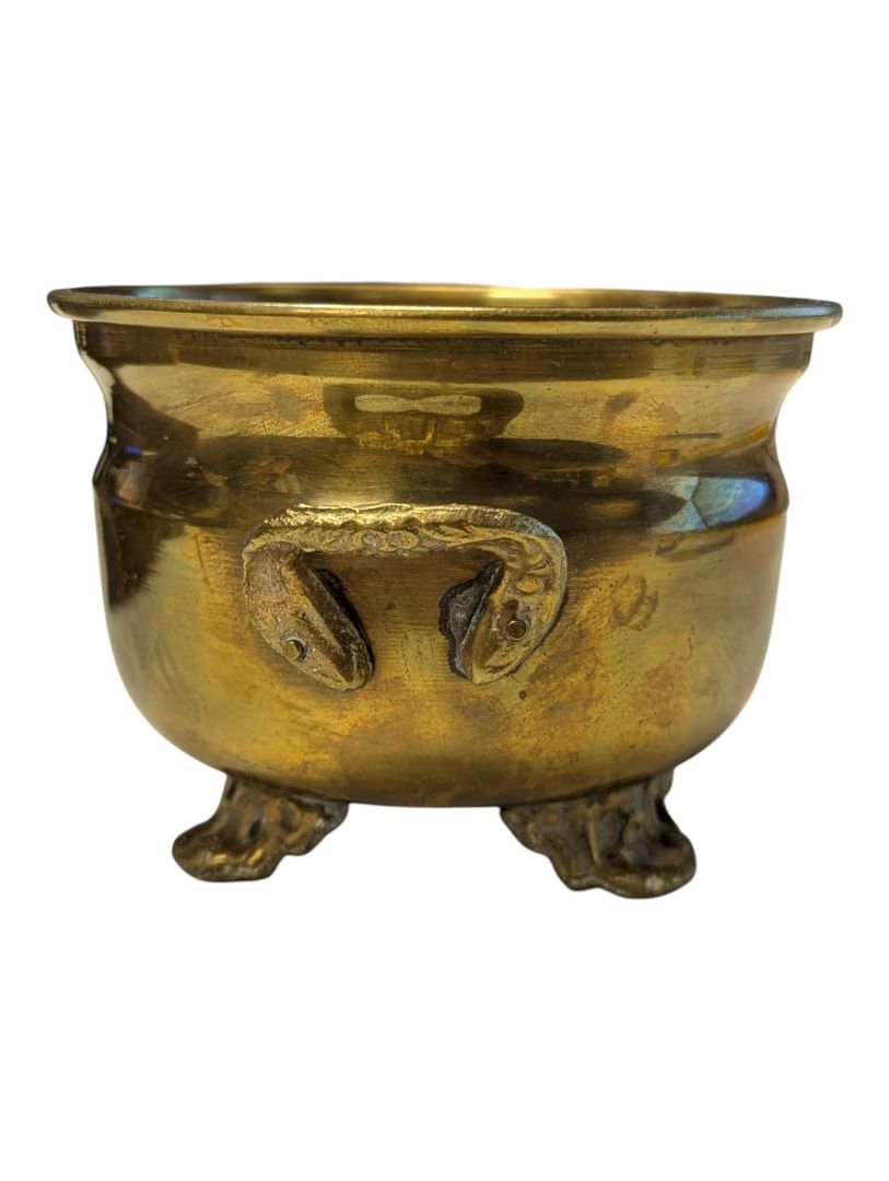 Vintage Brass Cachepot / Planter with Ornate Feet