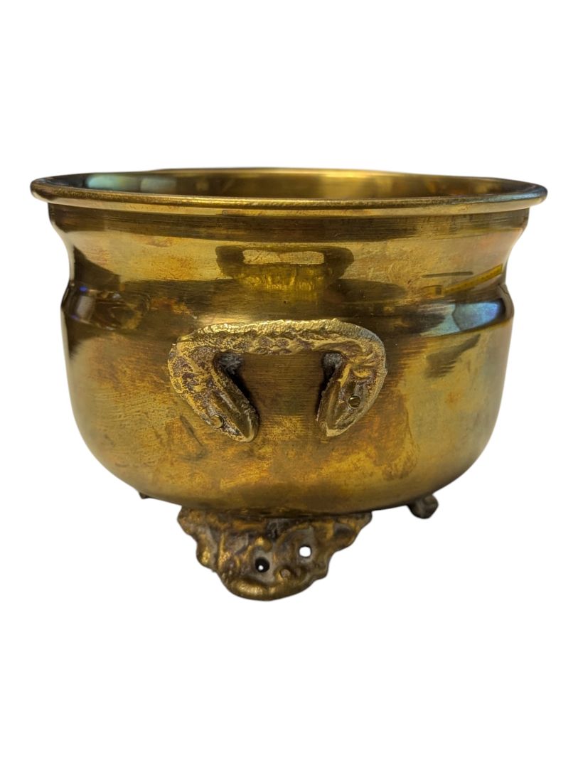 Vintage Brass Cachepot / Planter with Ornate Feet