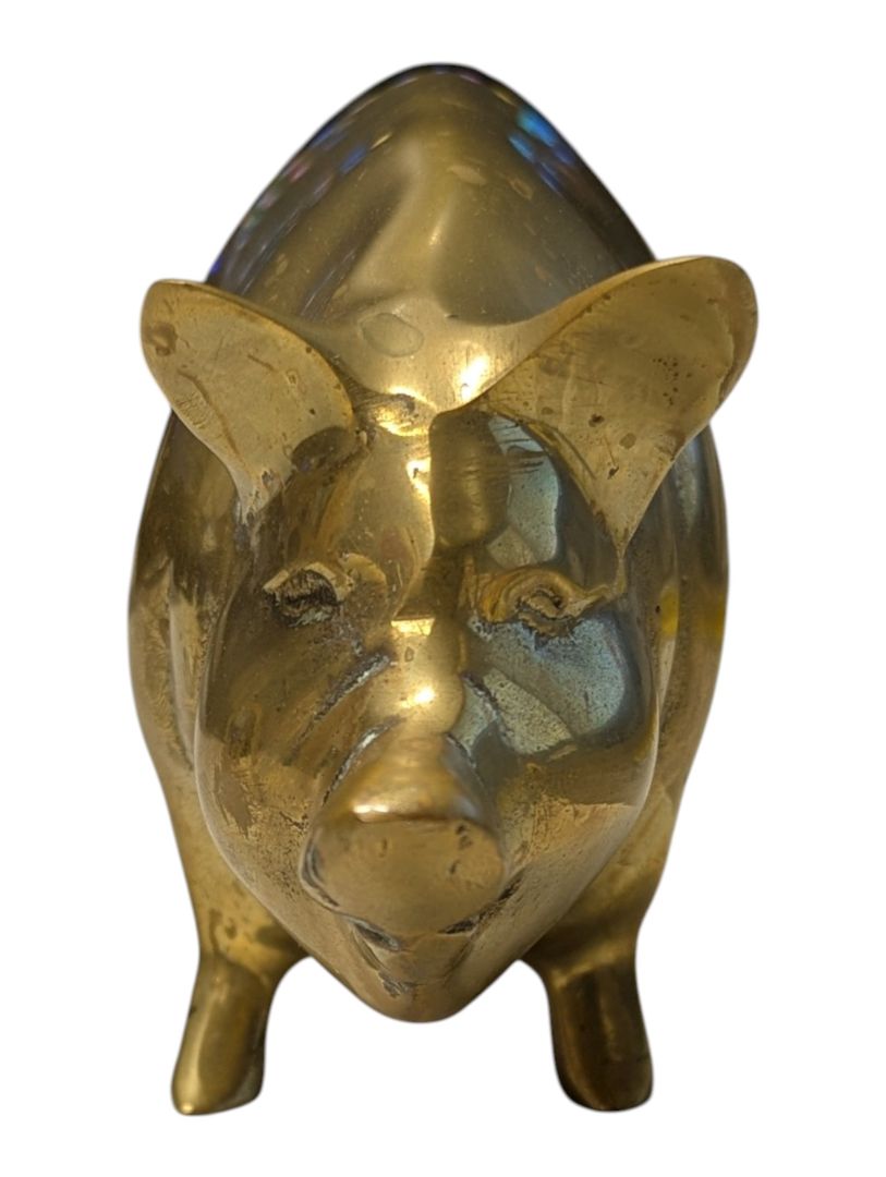 Vintage Solid Brass Pig Figurine