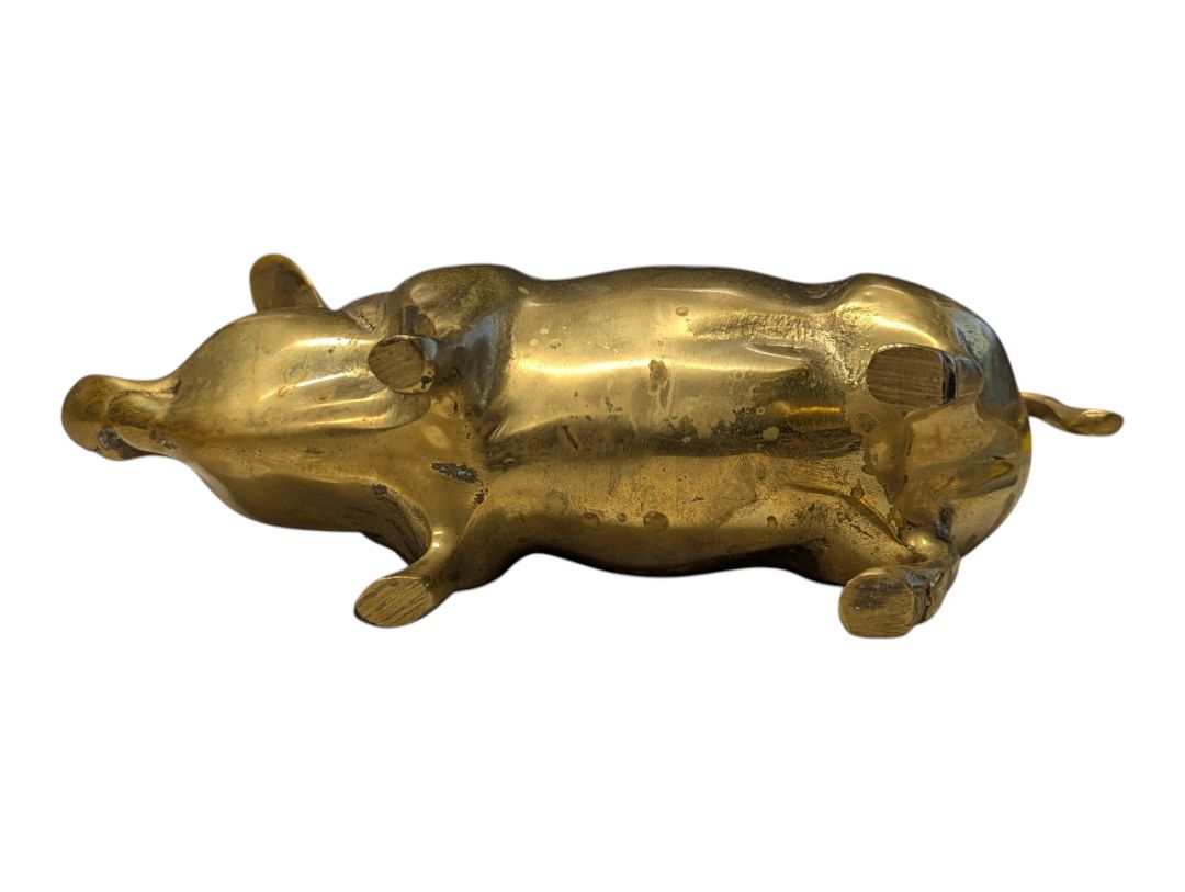 Vintage Solid Brass Pig Figurine