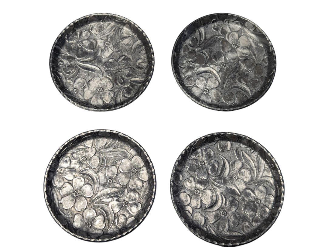 Set of 4 Everlast Forged Aluminum Floral Dishes