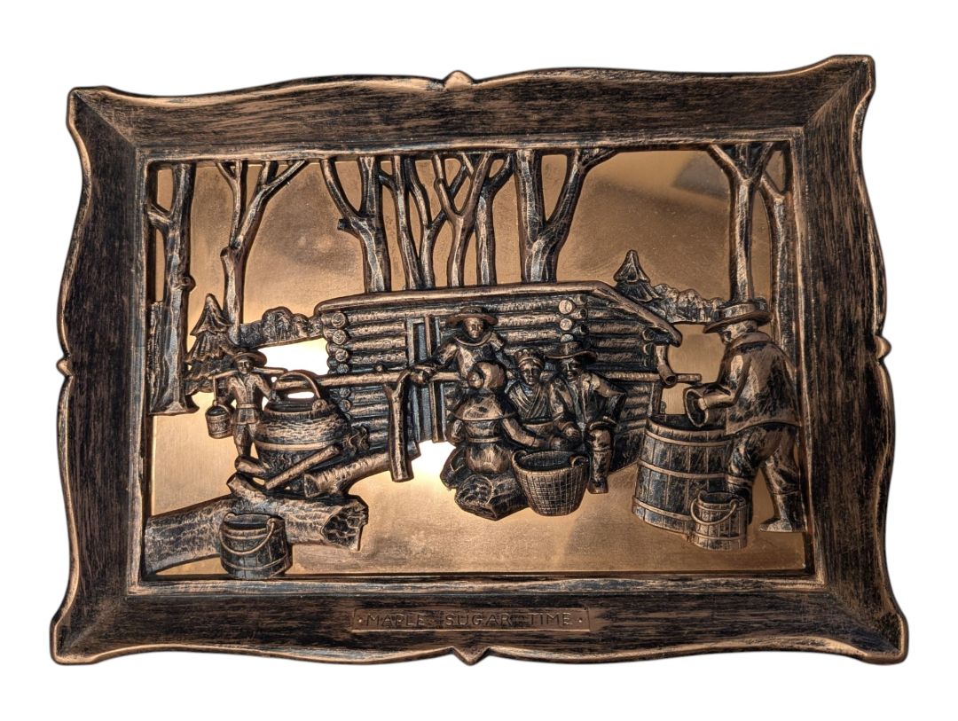 Pair of Vintage Coppercraft Guild “Maple Sugar Time” Wall Plaques