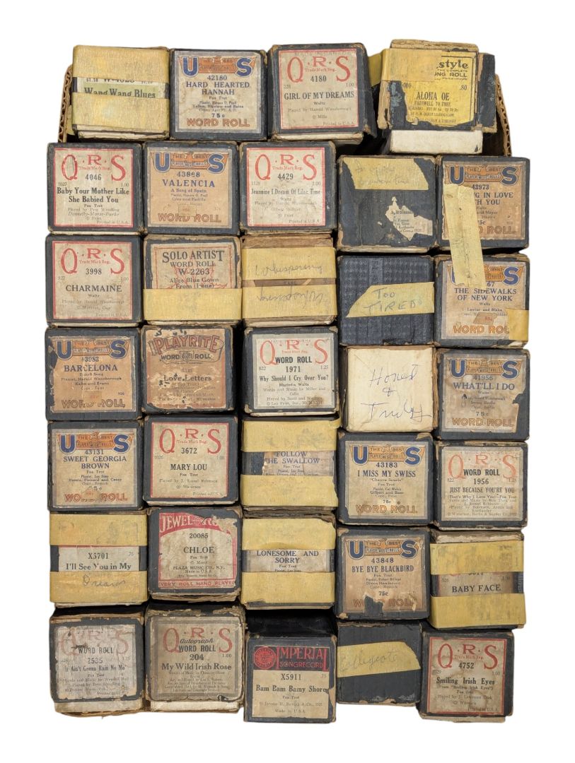 Large Lot of 34 Vintage Player Piano Music Rolls