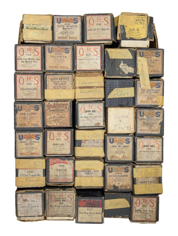 Large Lot of 34 Vintage Player Piano Music Rolls