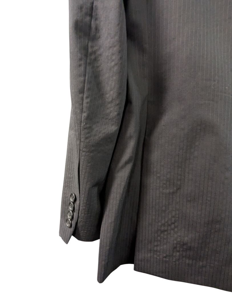 Alfred Sung Men’s Charcoal Pinstripe Wool Suit