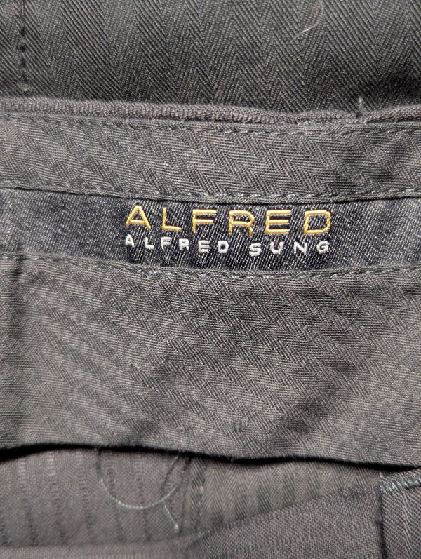 Alfred Sung Men’s Charcoal Pinstripe Wool Suit