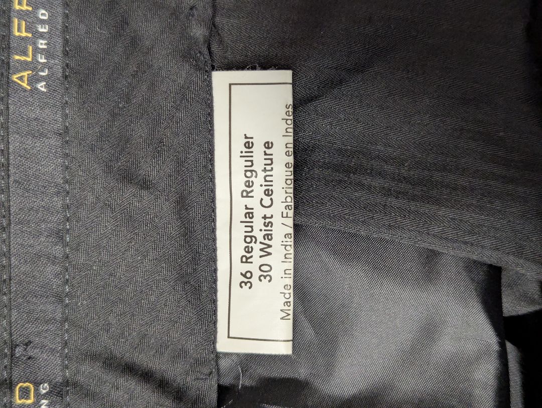 Alfred Sung Men’s Charcoal Pinstripe Wool Suit