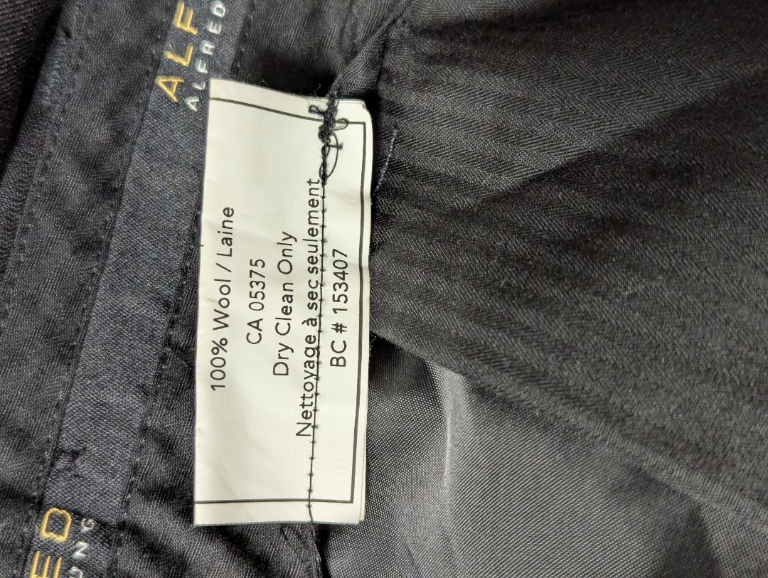 Alfred Sung Men’s Charcoal Pinstripe Wool Suit