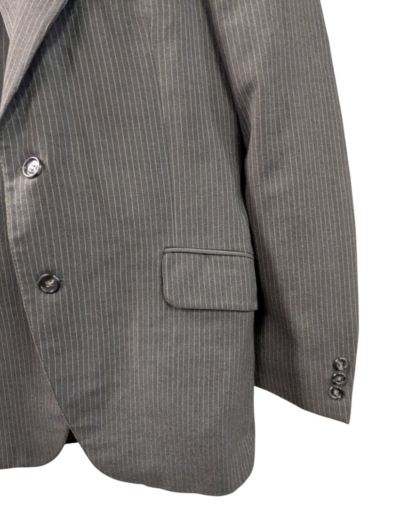 Custom Men’s Charcoal Pinstripe Suit – Size Medium