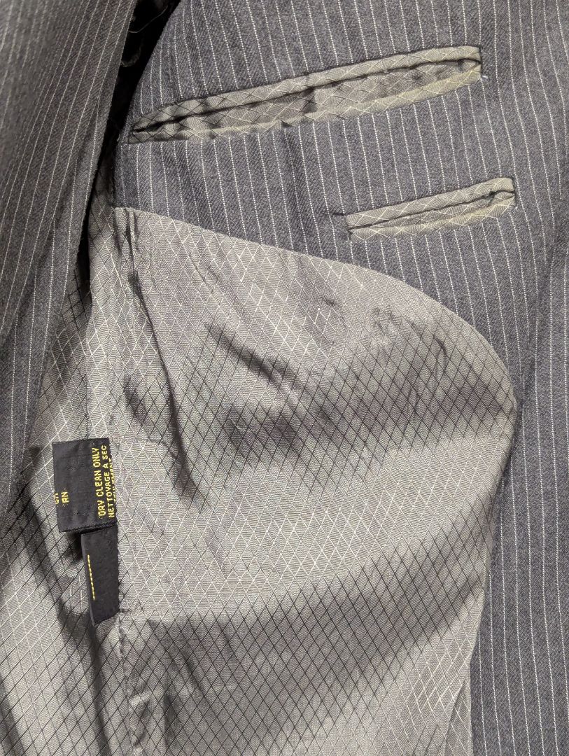 Custom Men’s Charcoal Pinstripe Suit – Size Medium