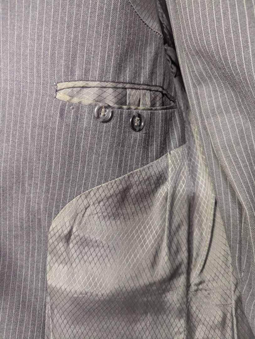 Custom Men’s Charcoal Pinstripe Suit – Size Medium