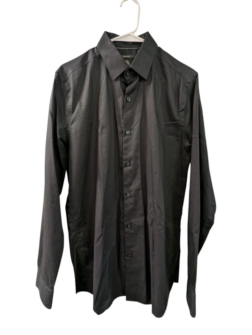 RW&CO. Slim Fit Non-Iron Black Dress Shirt