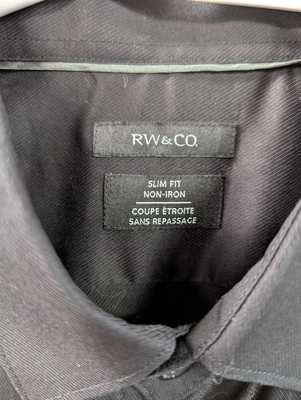 RW&CO. Slim Fit Non-Iron Black Dress Shirt