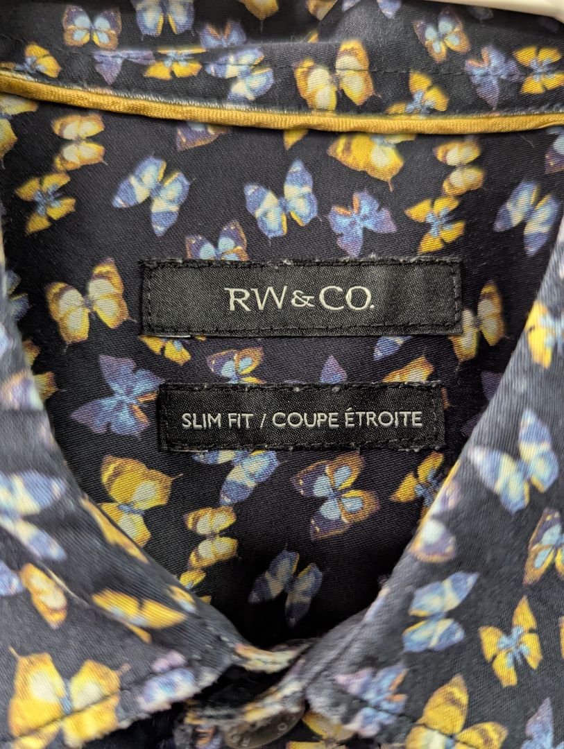 RW&CO Slim Fit Butterfly Print Dress Shirt