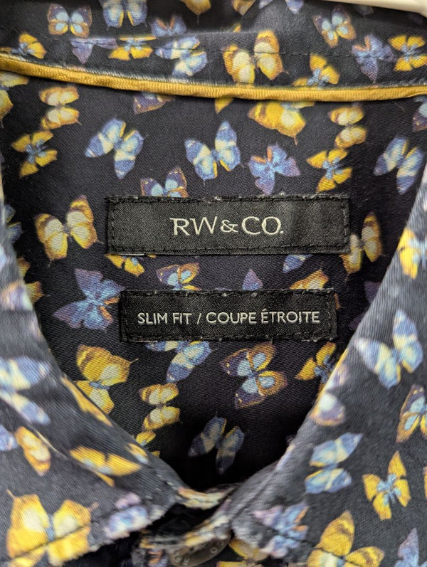 RW&CO Slim Fit Butterfly Print Dress Shirt