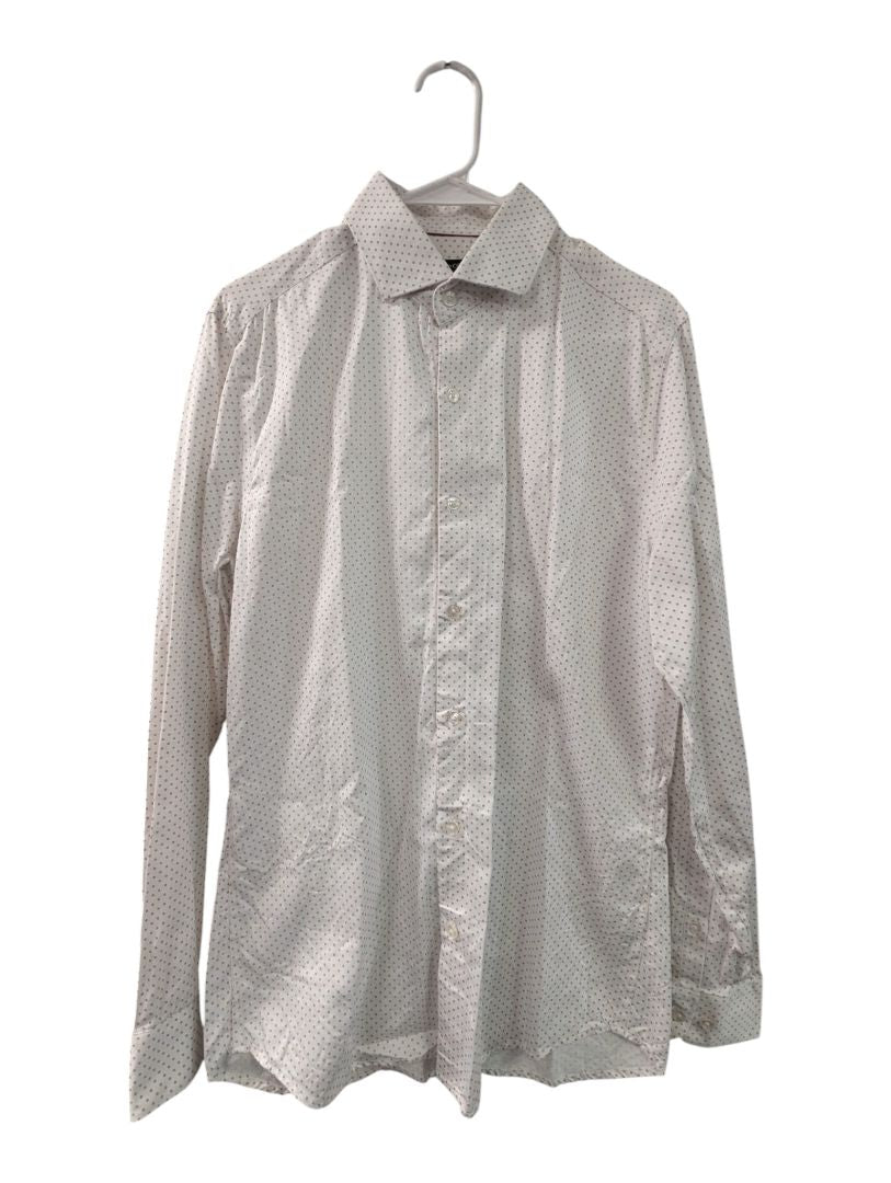 RW&CO. Slim Fit White Micro-Dot Dress Shirt