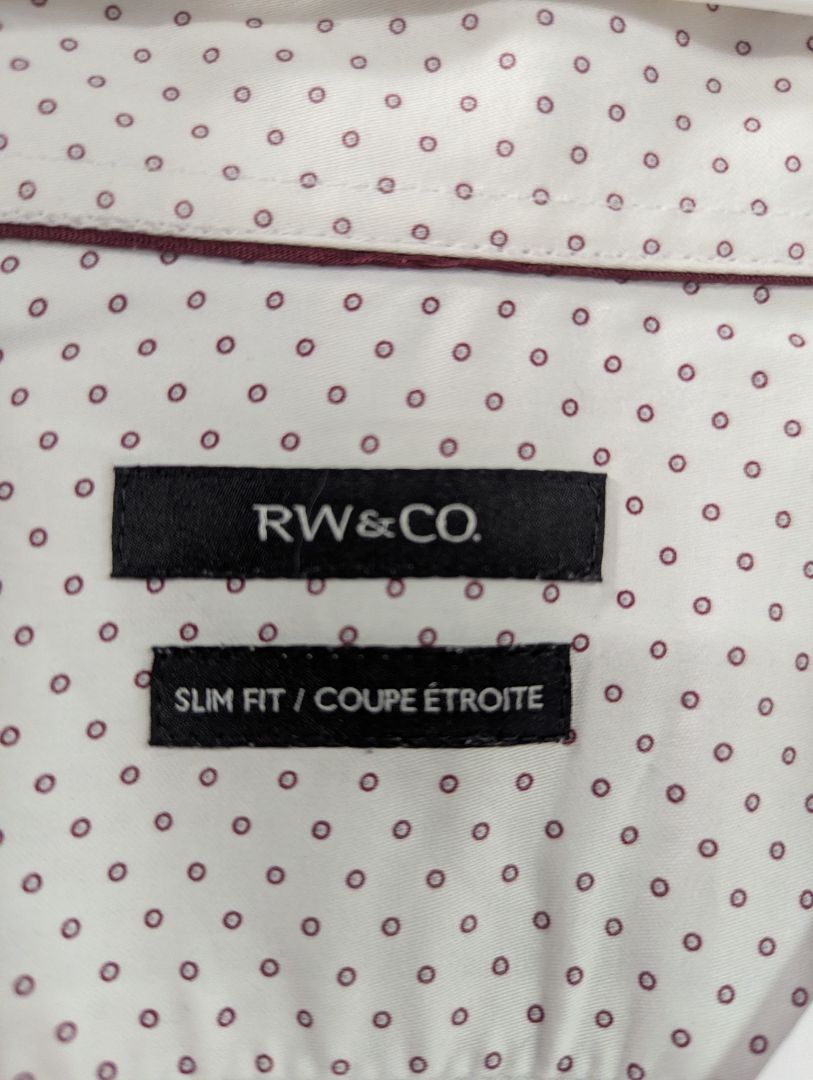 RW&CO. Slim Fit White Micro-Dot Dress Shirt