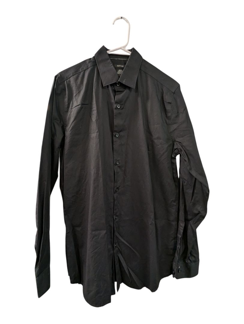 RW&CO. Slim Fit Non-Iron Black Dress Shirt