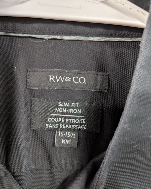 RW&CO. Slim Fit Non-Iron Black Dress Shirt