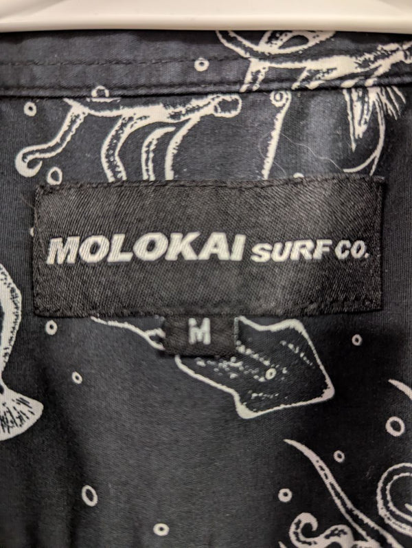 Molokai Surf Co. Black Sea Life Print Short Sleeve Shirt – M