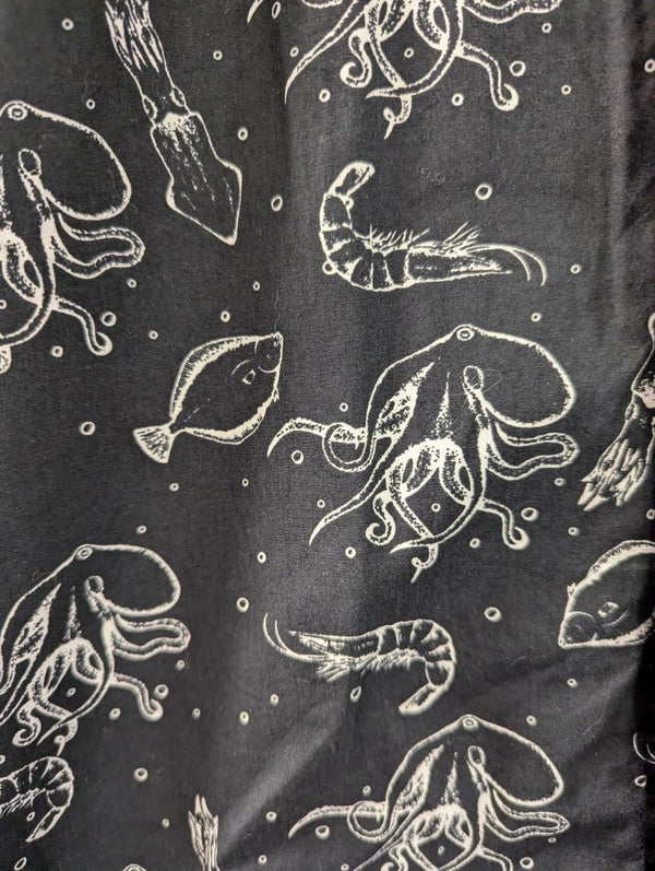 Molokai Surf Co. Black Sea Life Print Short Sleeve Shirt – M