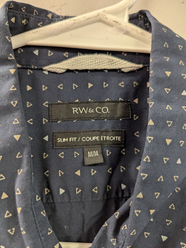 RW&CO. Slim Fit Geometric Print Short-Sleeve Shirt – Medium