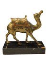 Brass Camel Figurine on Black Wood Base