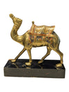 Brass Camel Figurine on Black Wood Base