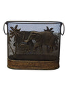 Elephant & Palm Tree Metal Mesh Magazine Basket