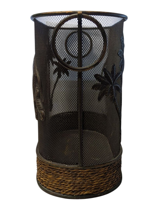 Elephant & Palm Tree Metal Mesh Magazine Basket