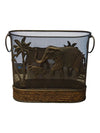 Elephant & Palm Tree Metal Mesh Magazine Basket