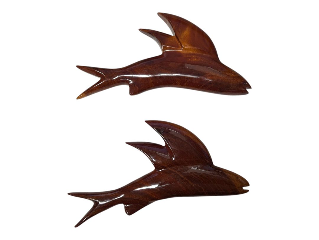 Pair of Barbados Mahogany Flying Fish Wall Décor