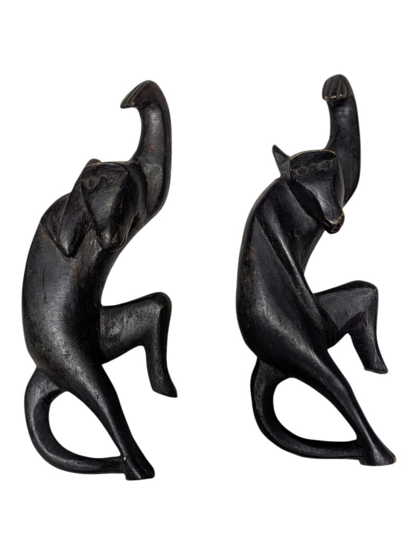 Pair of Hand-Carved Wooden Monkey Figures