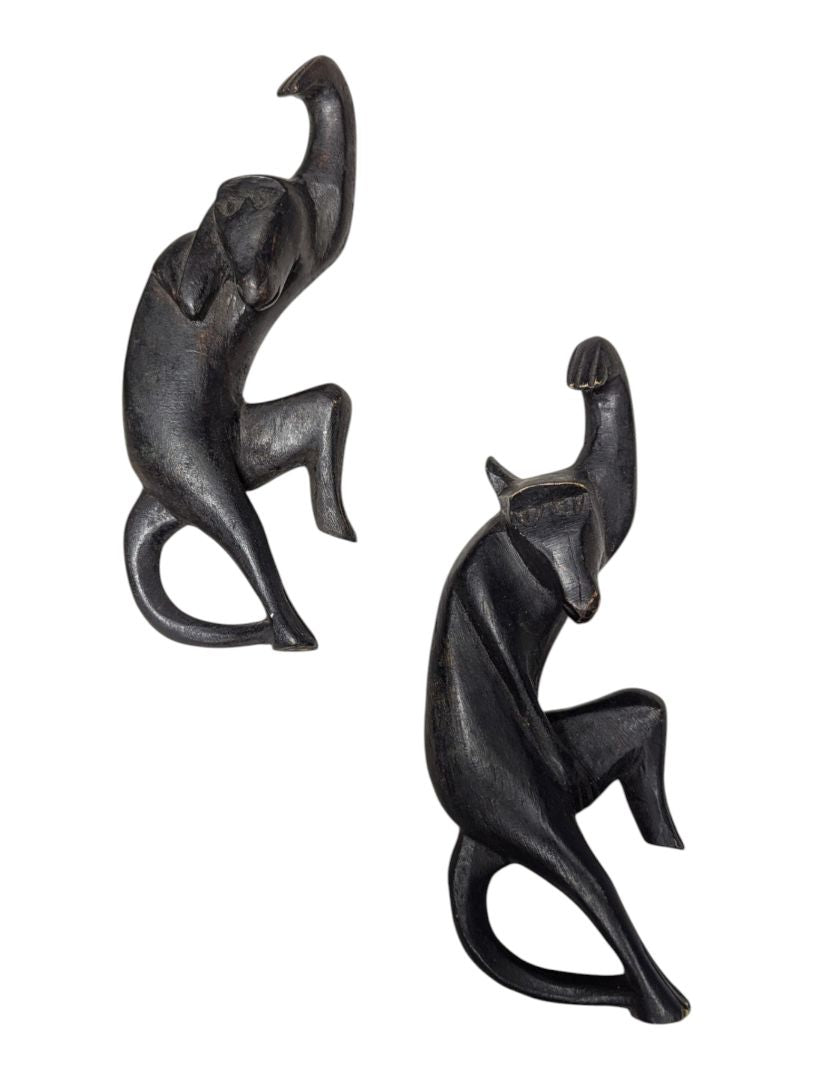 Pair of Hand-Carved Wooden Monkey Figures