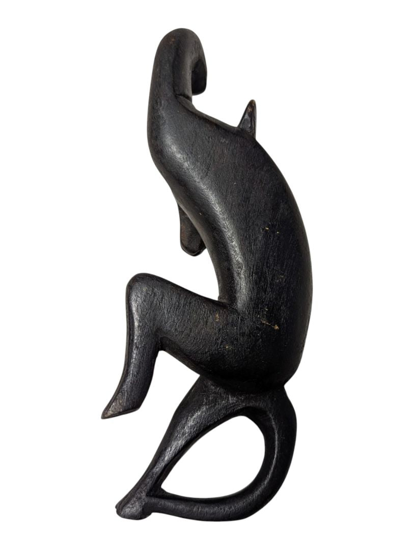 Pair of Hand-Carved Wooden Monkey Figures