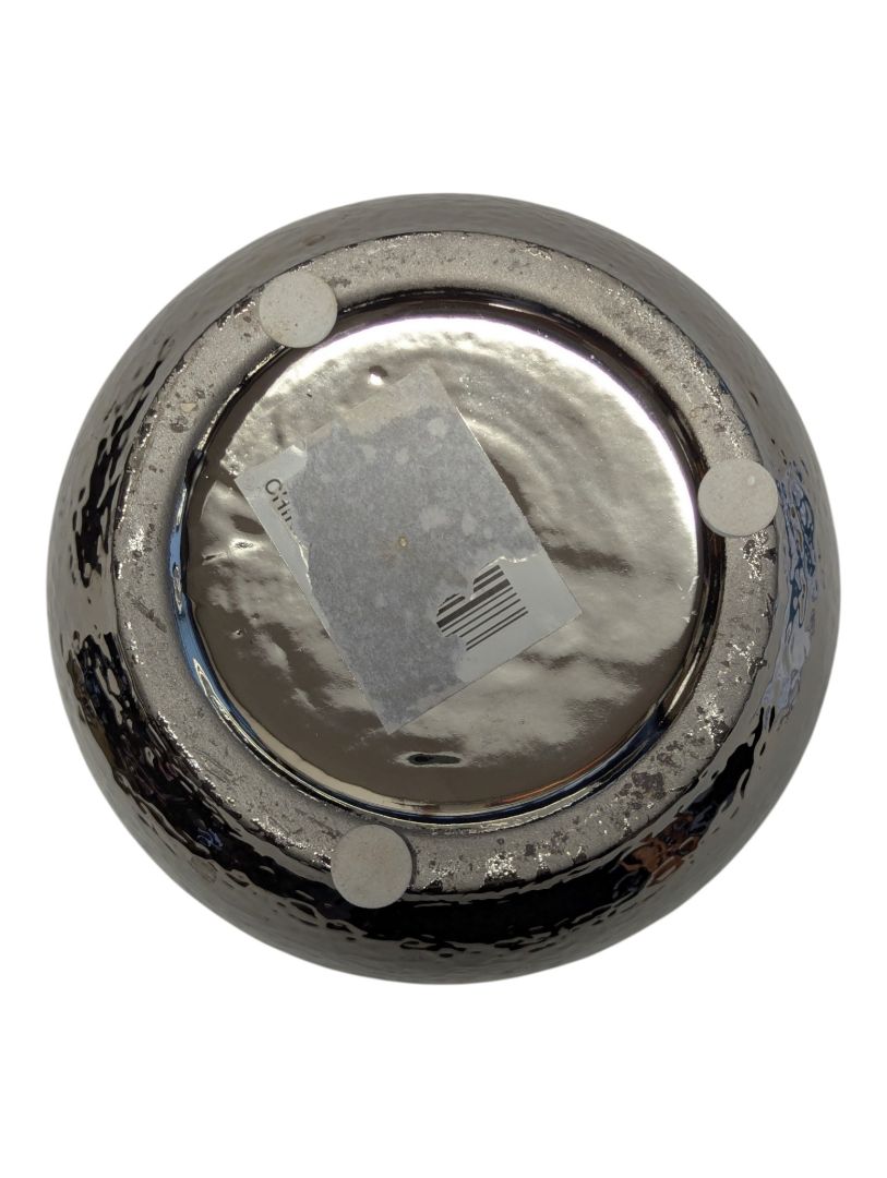 Hammered Silver-Tone Metal Decorative Bowl