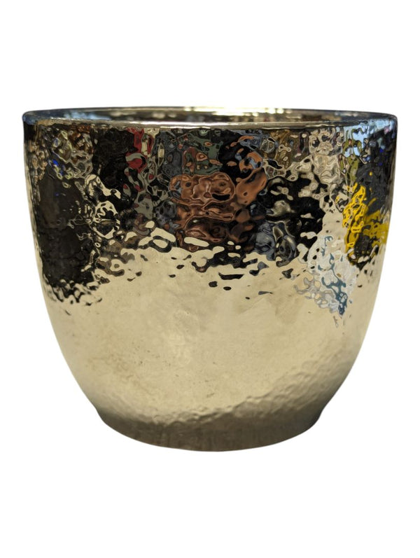 Hammered Silver-Tone Metal Decorative Bowl