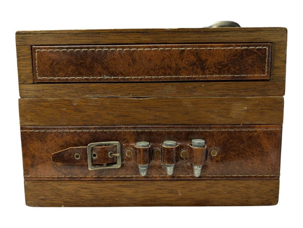 Vintage Wooden Pistol-Themed Decorative Storage Box