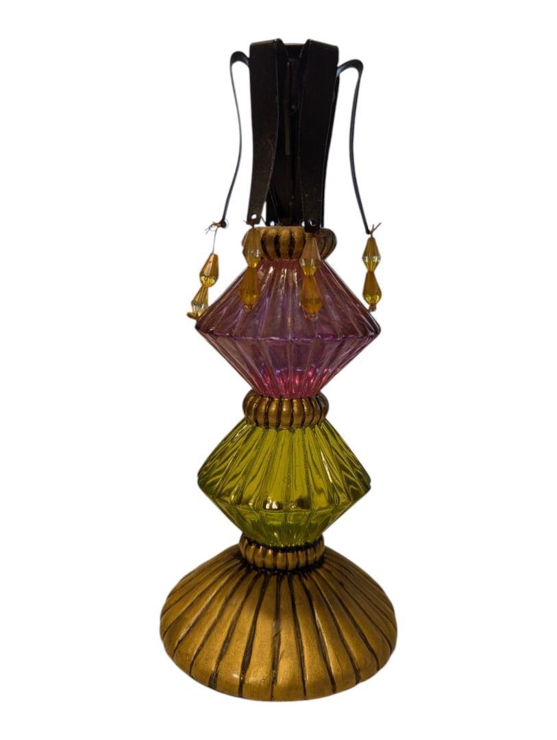 Foreside Decorative Glass Candle Holder with Beaded Accents
