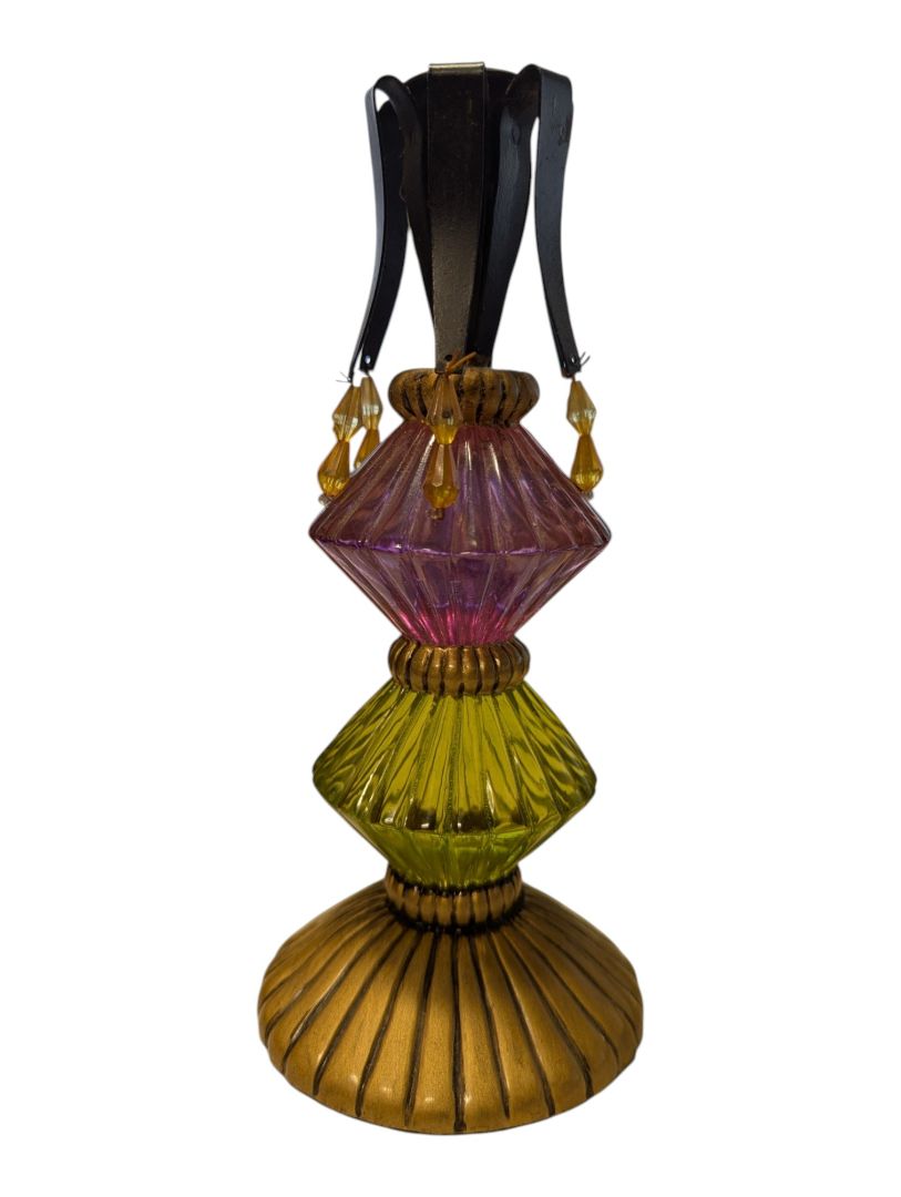 Foreside Decorative Glass Candle Holder with Beaded Accents
