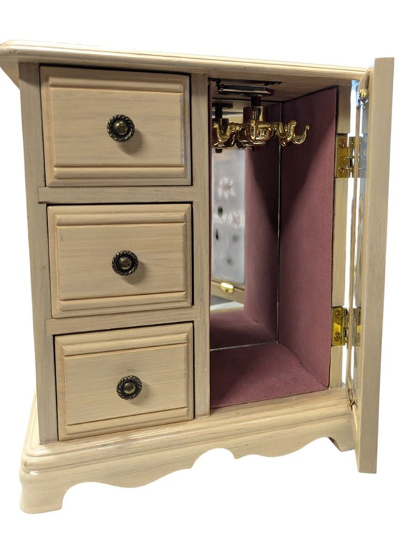 Gunther Mele Wooden Jewelry Armoire with Floral Glass Door